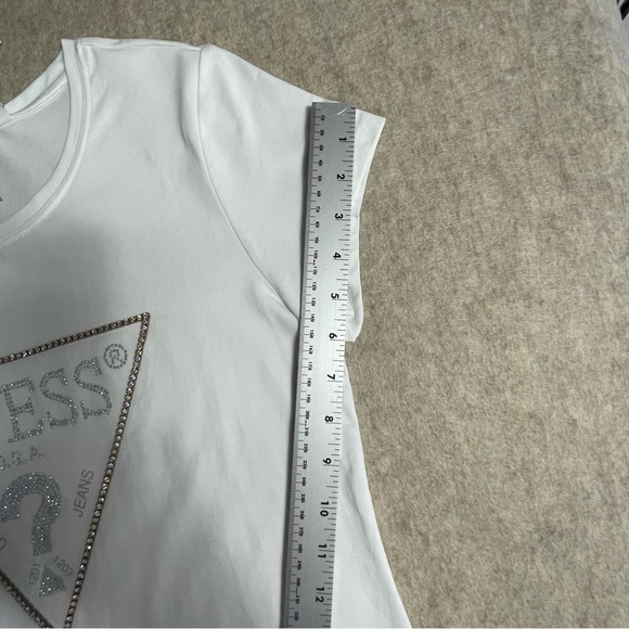 GUESS rainbow rhinestone embellished logo tee, L - Picture 10 of 10
